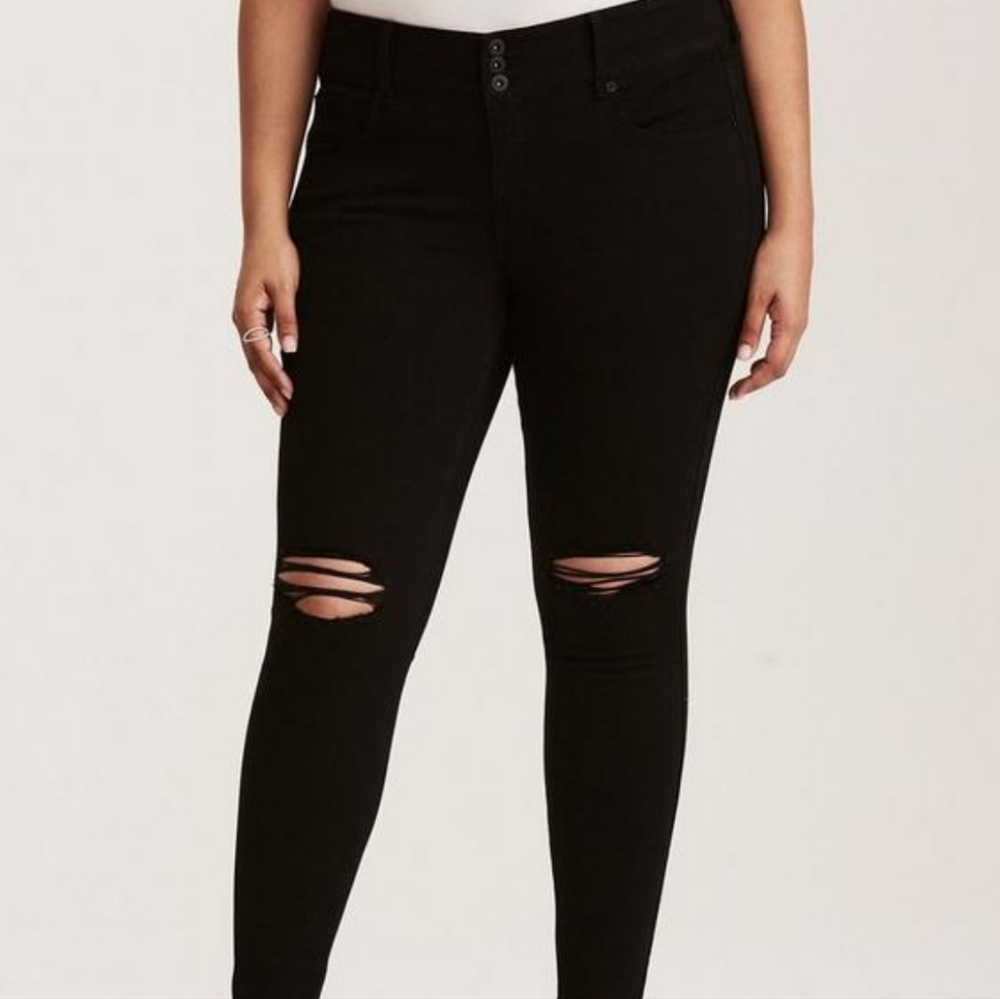 Premium Stretch Jegging - Distressed Black Wash